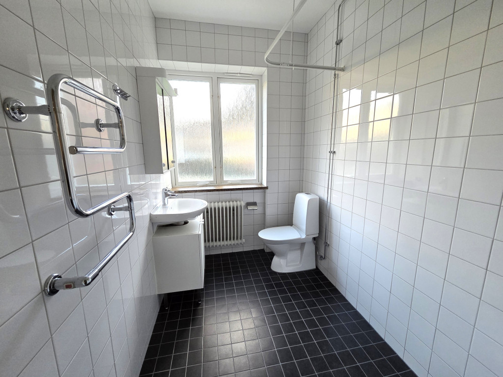 Ett nyligen byggt badrum.